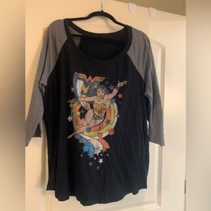 Torrid Wonder Woman 3/4 sleeve Raglan Tee